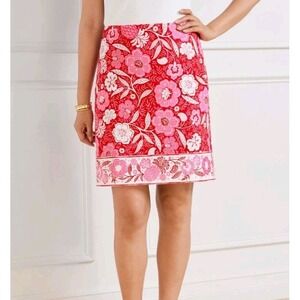 Talbots Cotton Blend Canvas A-Line Skirt Floral Paradise Side-Zip Skirt Sz 4